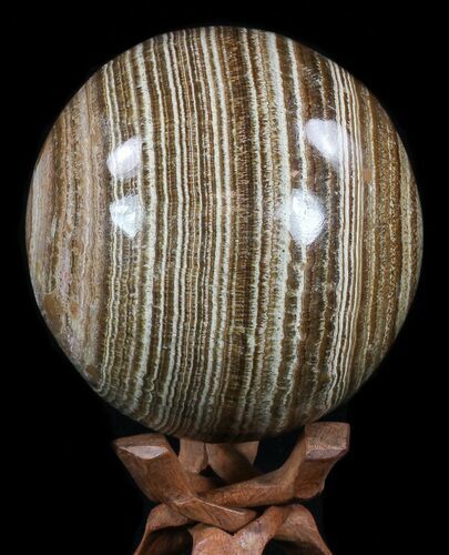 Polished, Banded Aragonite Sphere - Morocco #56983